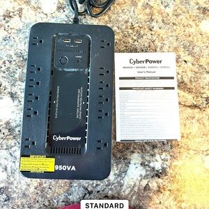 Black Surge Protector with USB Ports Battery Backup